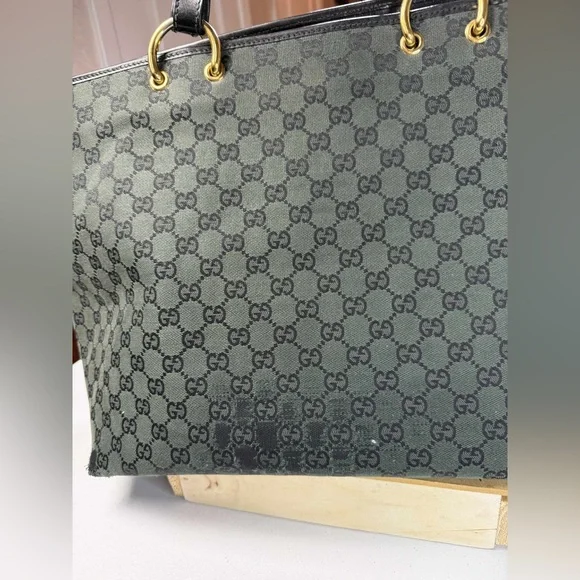 GUCCI GG Canvas Women's GG
Canvas, Leather Tote Bag Black, - Picture 4 of 16